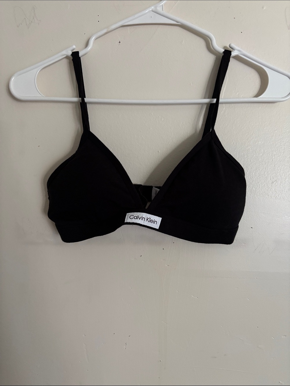 Calvin Klein Black Triangle Bralette with Logo Band